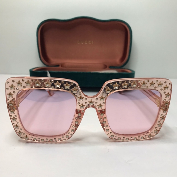 💯 Original GUCCI GG0148S 007 53 GG0148 53 mm Pink Sunglasses - Picture 10 of 13